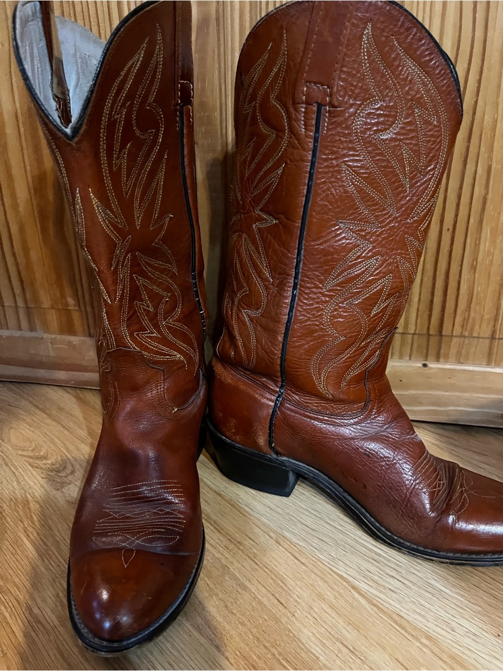 ACME 70s VINTAGE 🤠 Reddish Brown Leather Men's Western Cowboy Boots